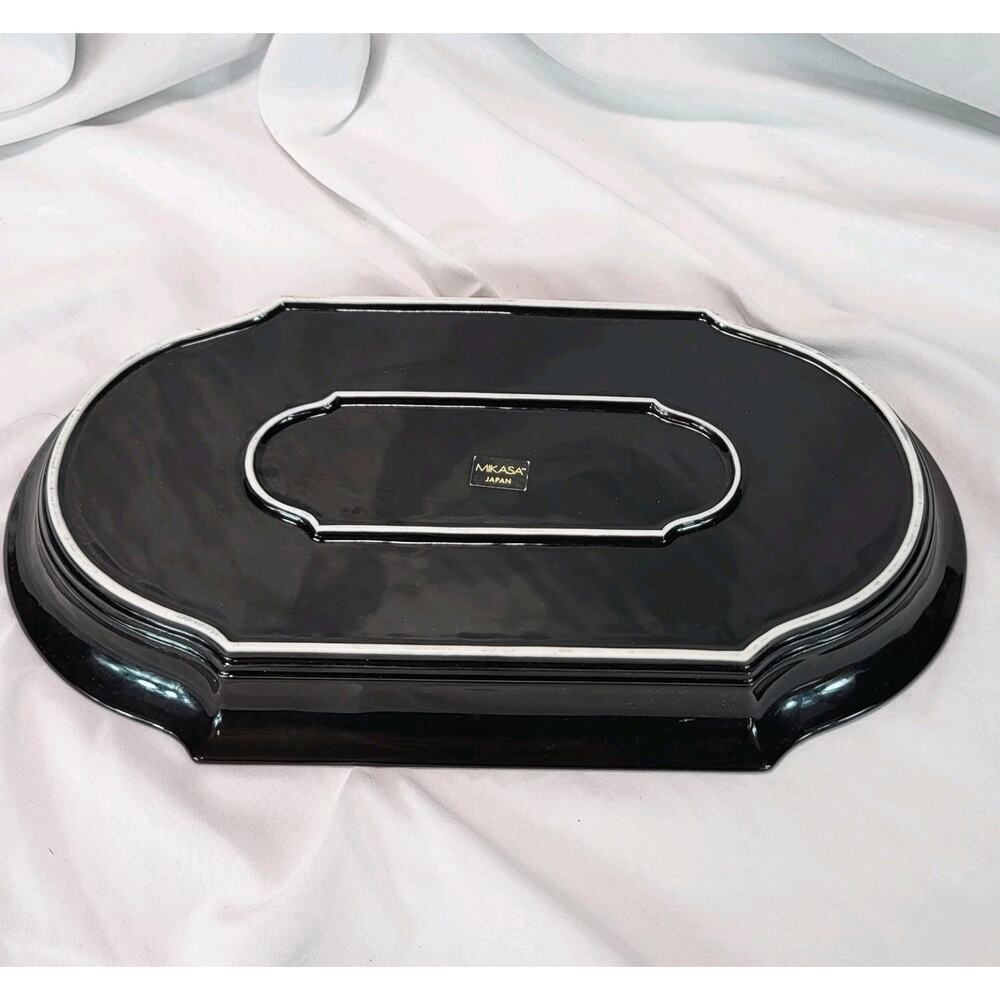 Mikasa Glossy Black Oval 13" Serving Platter Plate Dish Tray - Picture 5 of 10